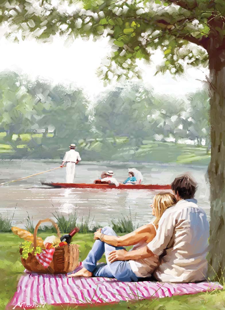 Picnic by the River People Jigsaw Puzzle