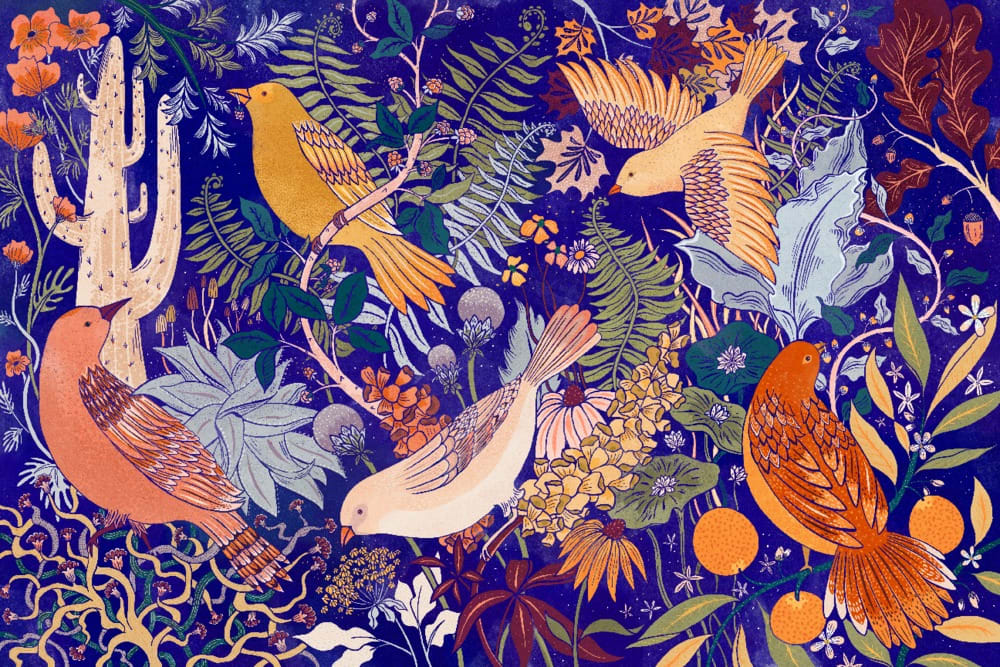 Birds & Blooms of North America, Cobalt Birds