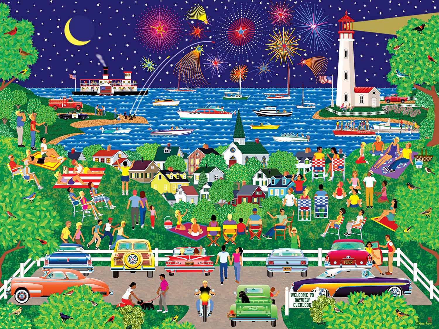 Home Country - Fireworks Over The Bay Fourth of July Jigsaw Puzzle