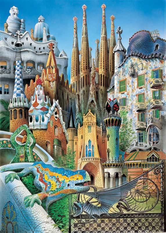 Collage Gaudi Mini Fantasy Jigsaw Puzzle