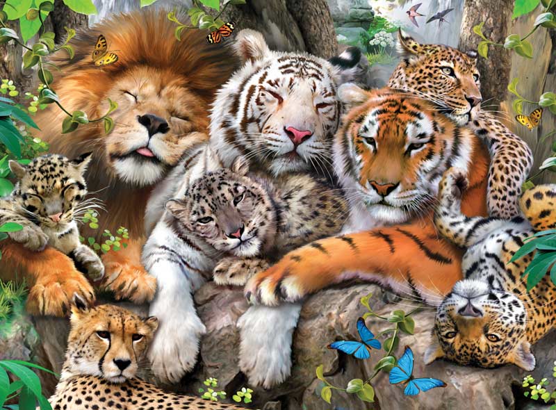 Big Cat Nap Jungle Animals Jigsaw Puzzle