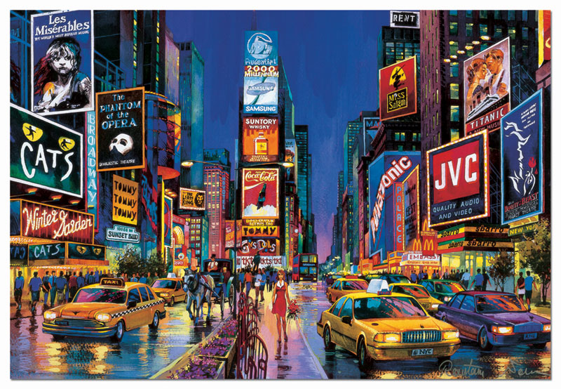Times Square, Neon Landmarks & Monuments Glow in the Dark Puzzle