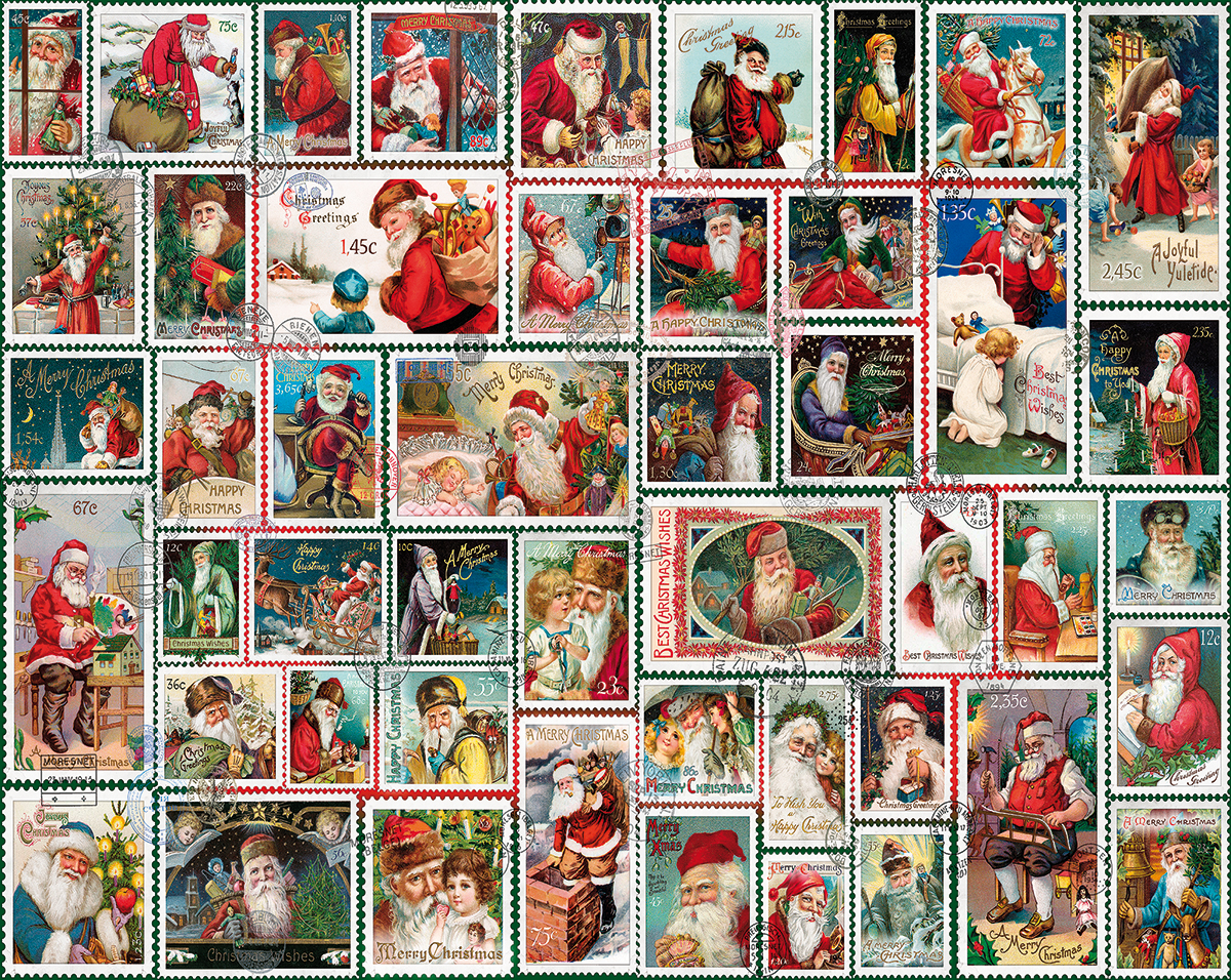 Santa Stamps Collage Jigsaw Puzzle