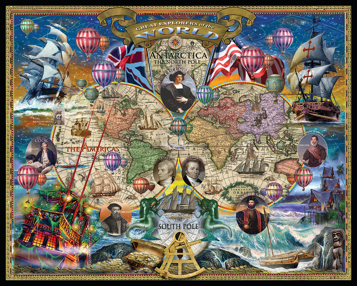 Great Explorers Wold Map Travel Jigsaw Puzzle