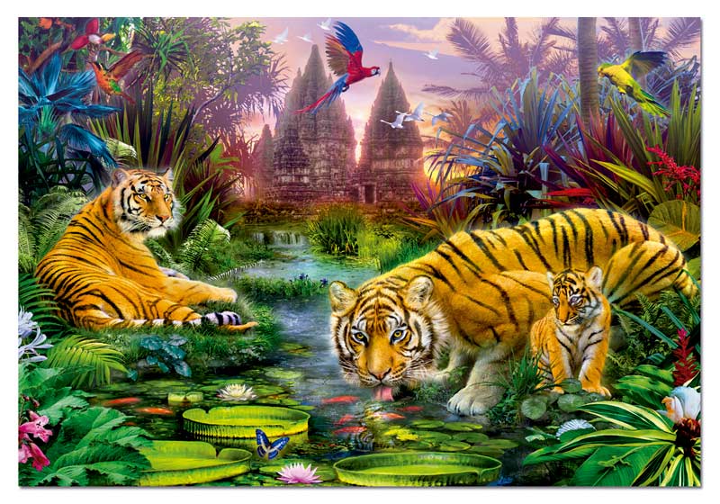 Tigers At The Ancient Stream Jungle Animals Jigsaw Puzzle