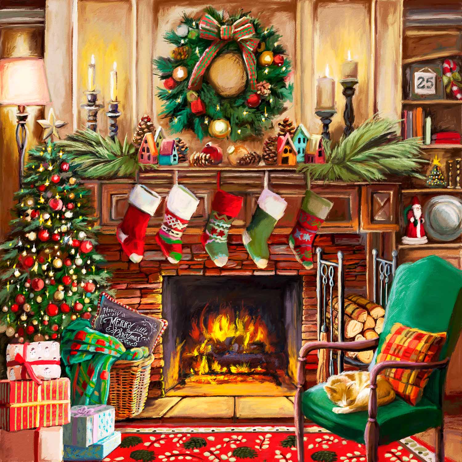 Resting by the Fireplace Christmas Jigsaw Puzzle