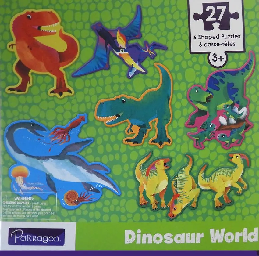 27 Piece Shaped Shaped Dinosaur - 6 Separate Puzzles Dinosaurs