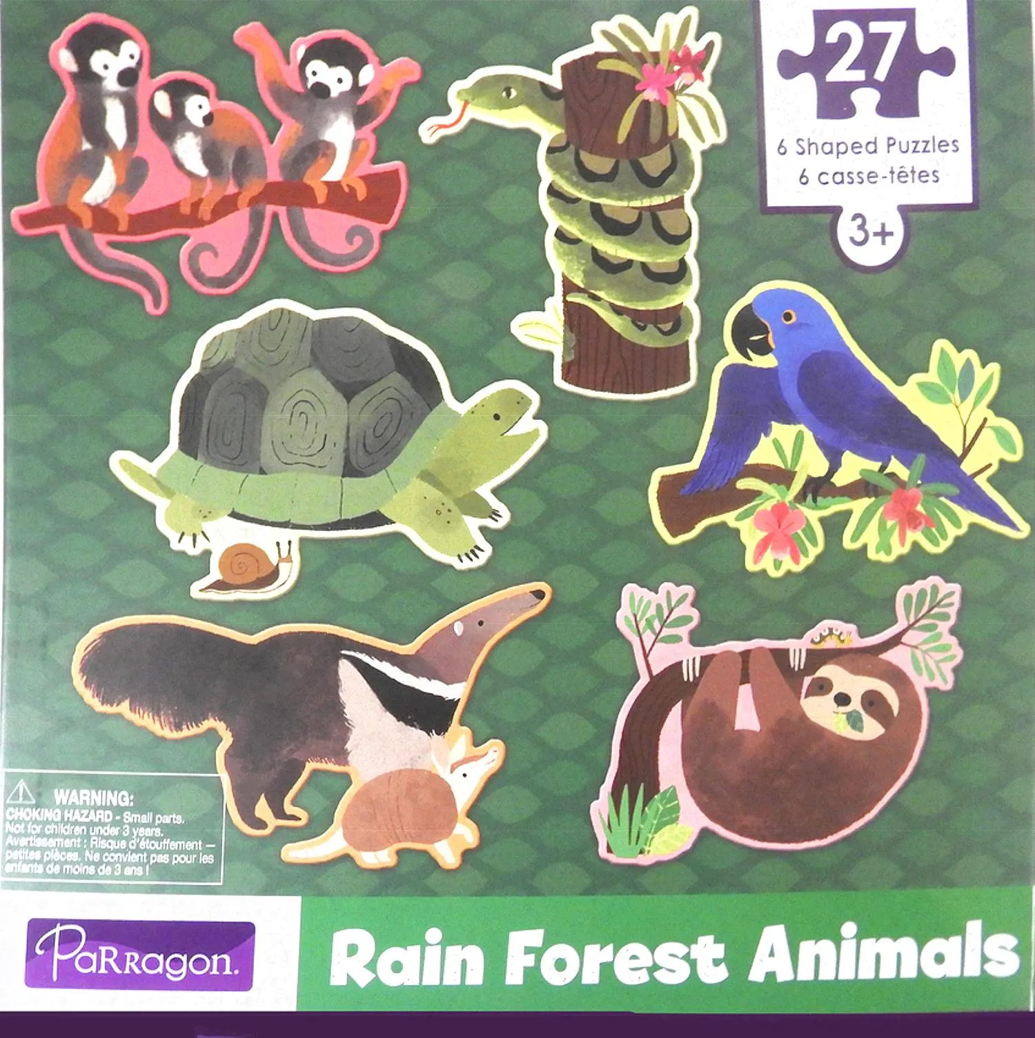 27 Piece Rain Forest Puzzle - 6 Shaped Puzzles Animals