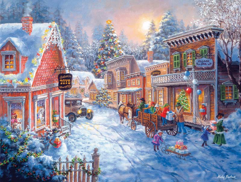 Toy Shop on Main Street Winter Jigsaw Puzzle