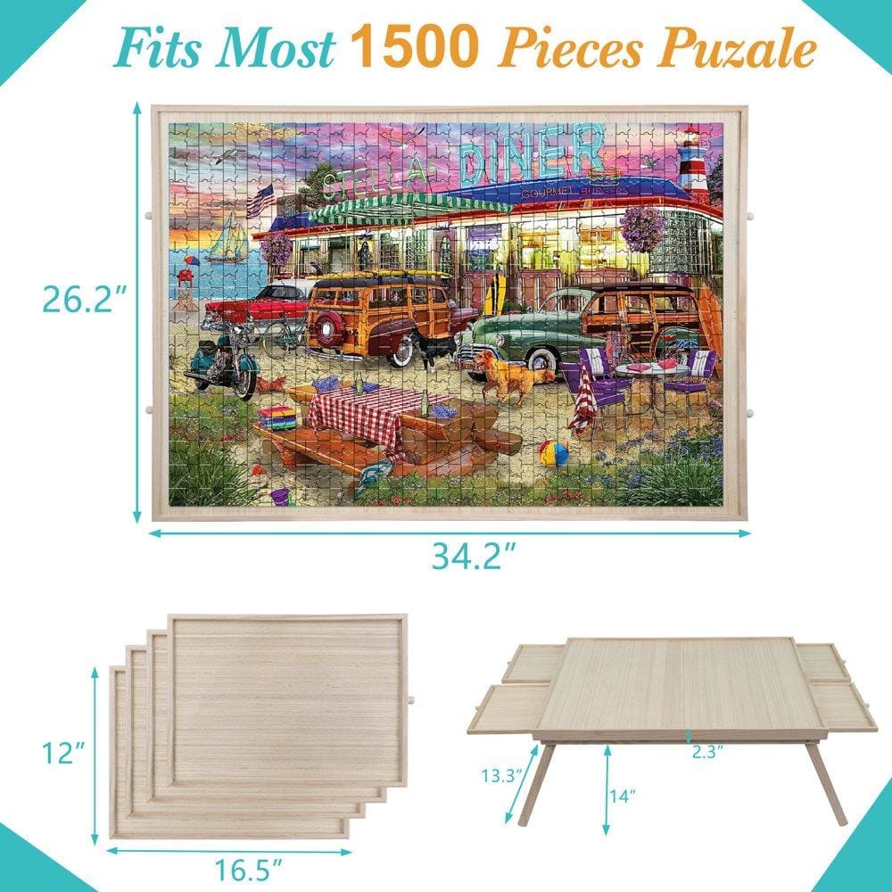 1500 Piece Puzzle Board Table with Legs & Protective Cover