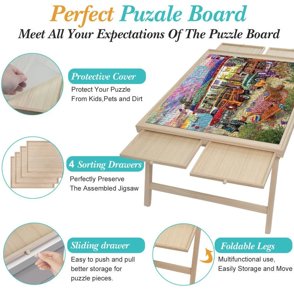 1500 Piece Puzzle Board Table with Legs & Protective Cover