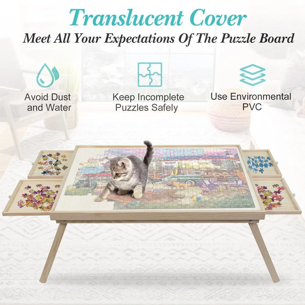 1500 Piece Puzzle Board Table with Legs & Protective Cover