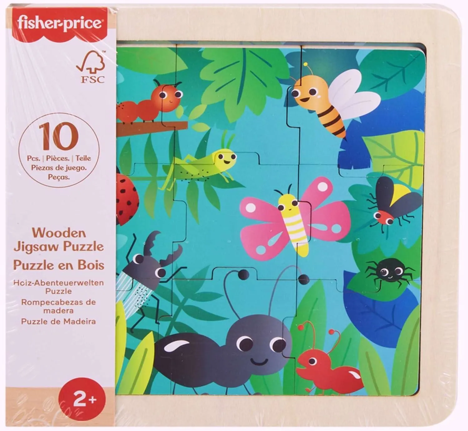 Fisher-Price Wooden Jigsaw Puzzle Bugs Animals