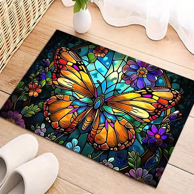 Door Mat - Crystal Colored Butterfly Pattern