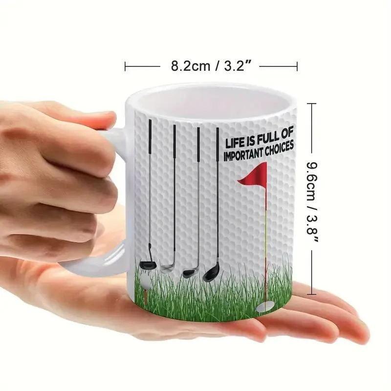 Golf-Themed Ceramic Mug - Double-Sided Coffee Cup - 11oz