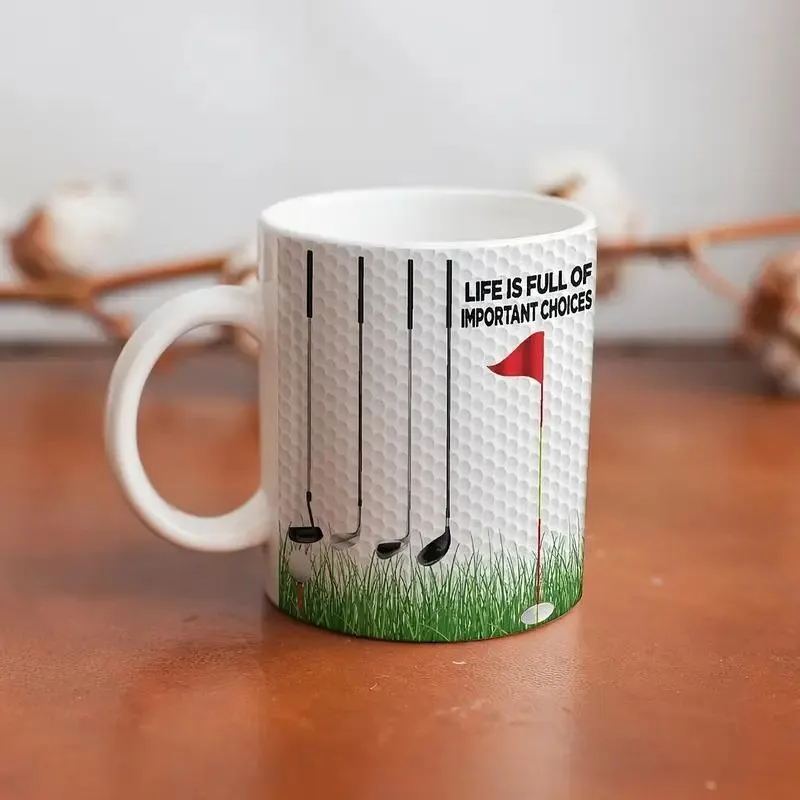 Golf-Themed Ceramic Mug - Double-Sided Coffee Cup - 11oz