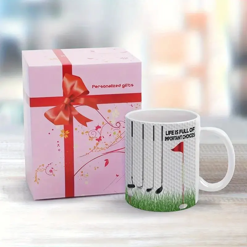 Golf-Themed Ceramic Mug - Double-Sided Coffee Cup - 11oz