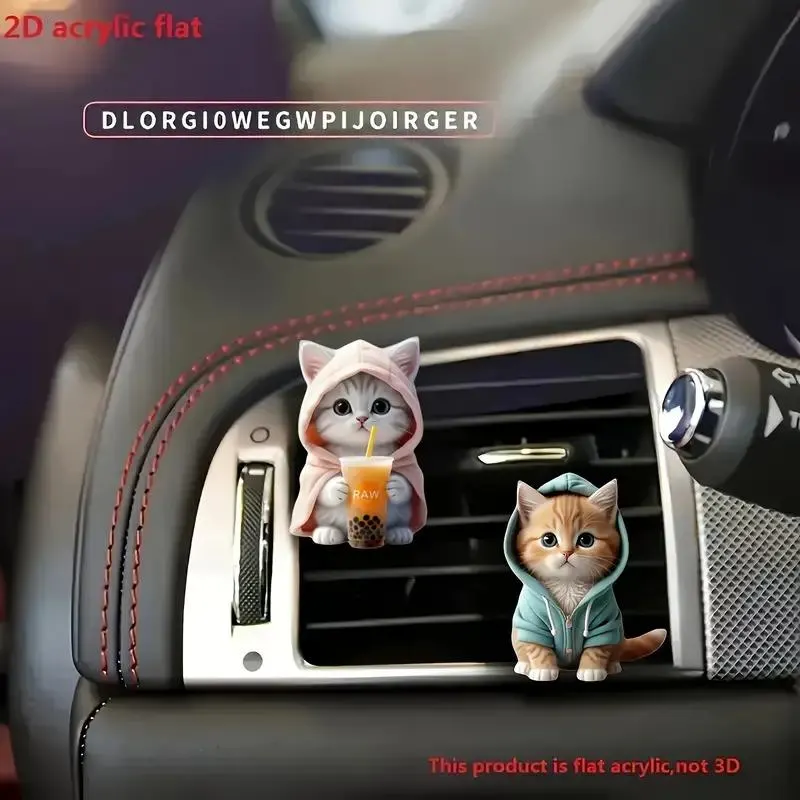 2pcs Cute Cat Acrylic Car Air Freshener Set