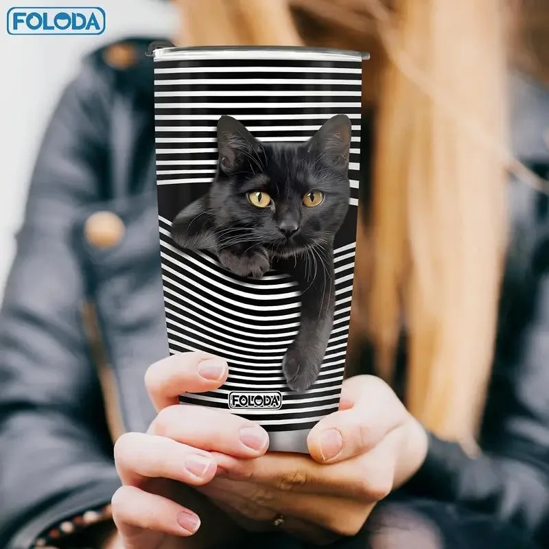 Black Whisker Cat 20 oz Insulated Stainless Steel Tumbler