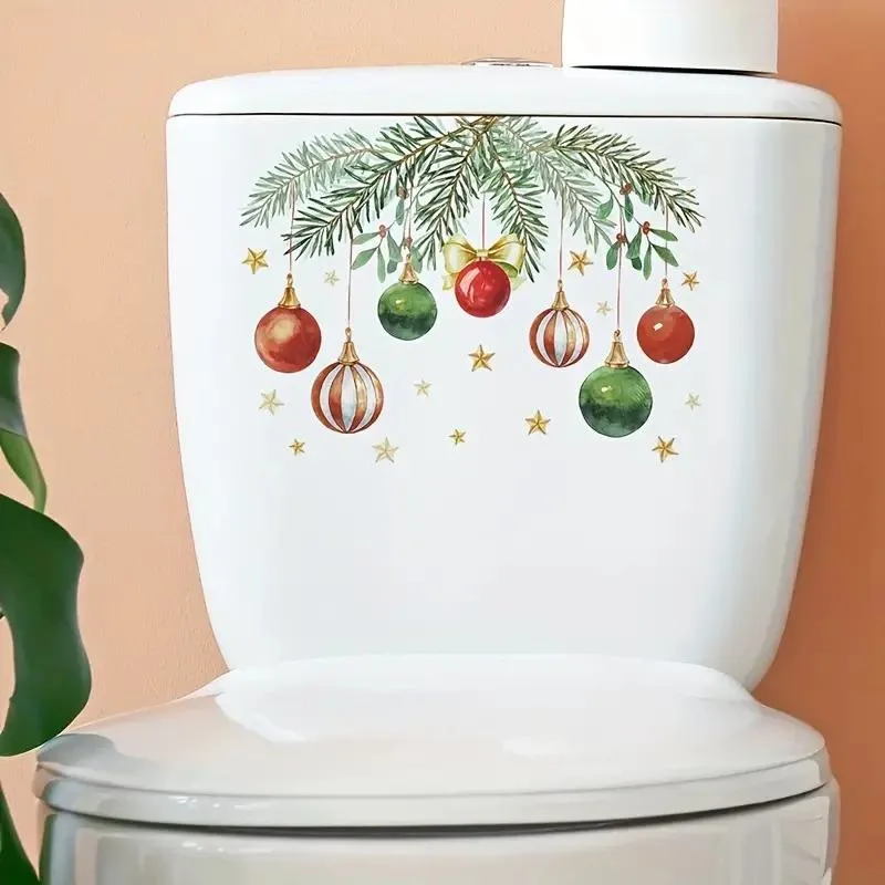 Christmas Leaf Light Ball Toilet Sticker, Detachable