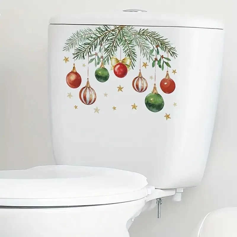 Christmas Leaf Light Ball Toilet Sticker, Detachable