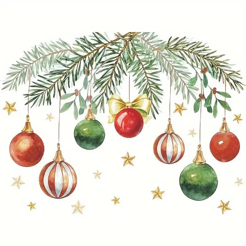Christmas Leaf Light Ball Toilet Sticker, Detachable