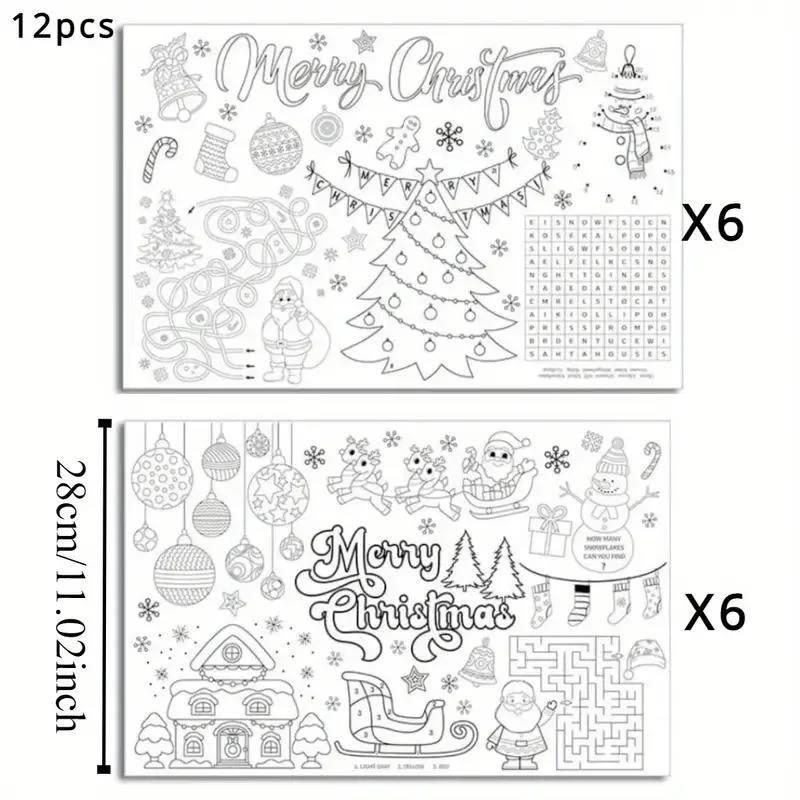 12pcs Santa Claus Place Mats -