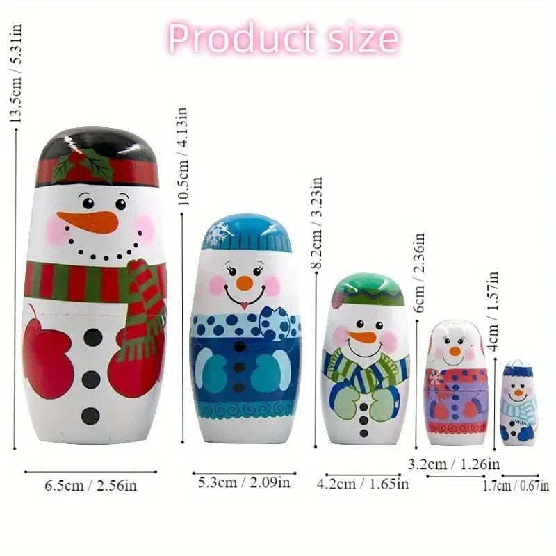 Wooden Nesting Dolls - Snowman Family