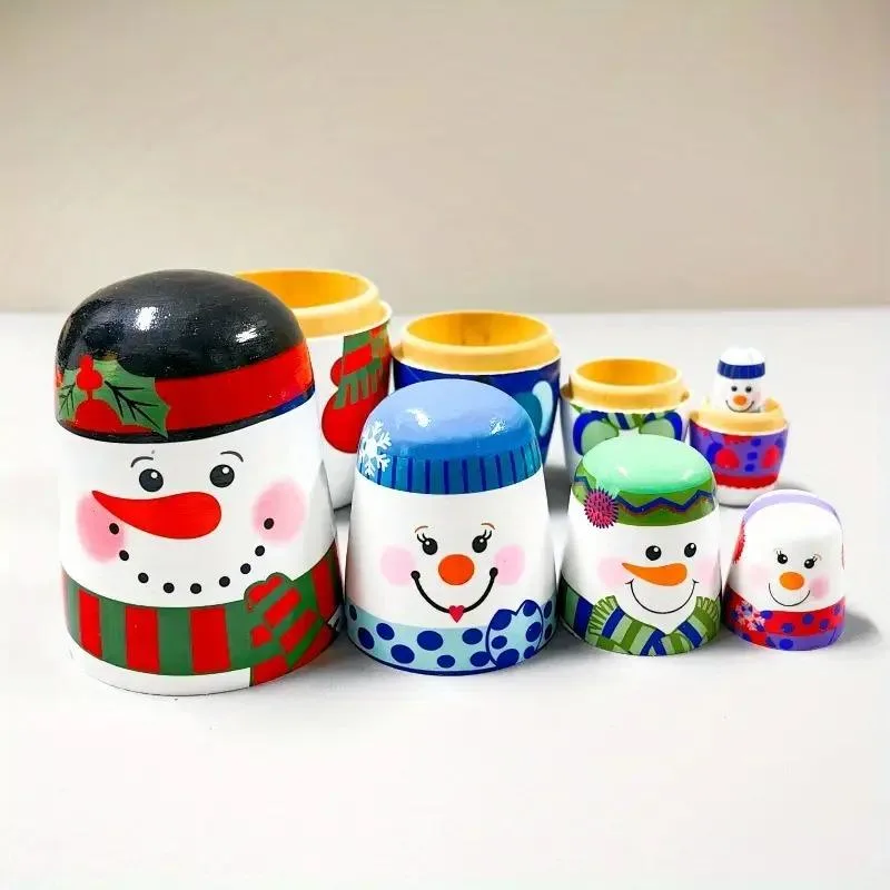 Wooden Nesting Dolls - Snowman Family