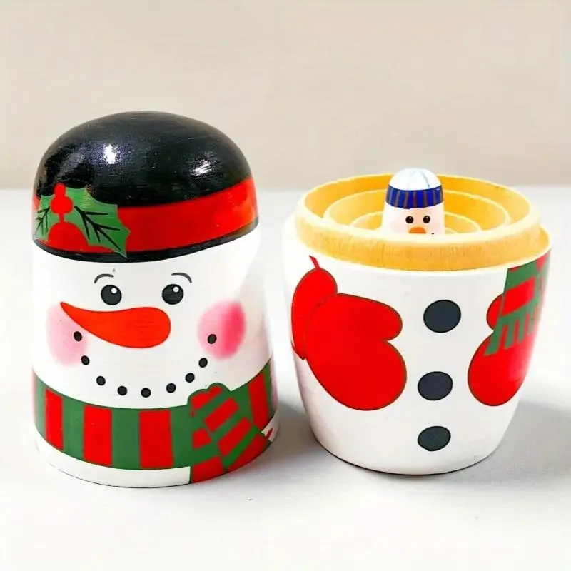 Wooden Nesting Dolls - Snowman Family