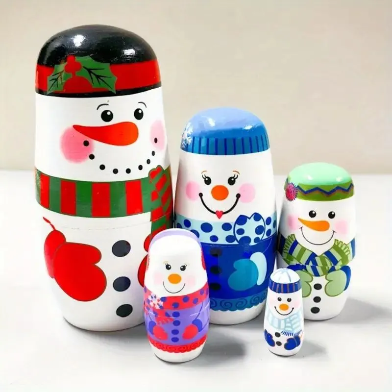 Wooden Nesting Dolls - Snowman Family