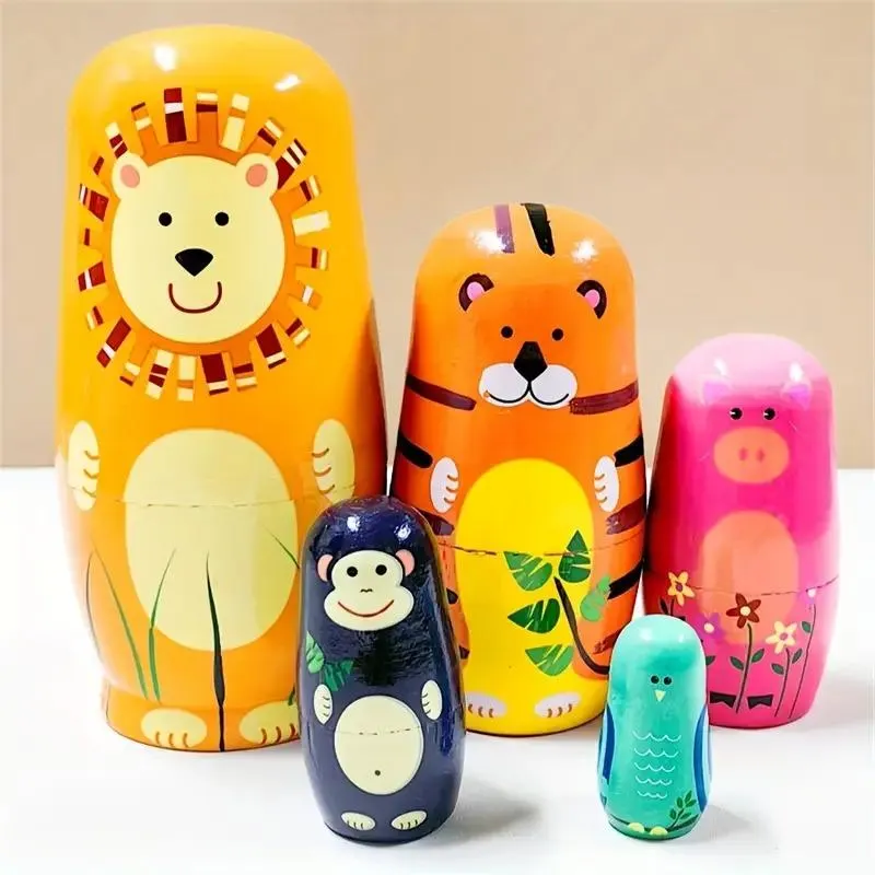 Wooden Nesting Dolls - Safari