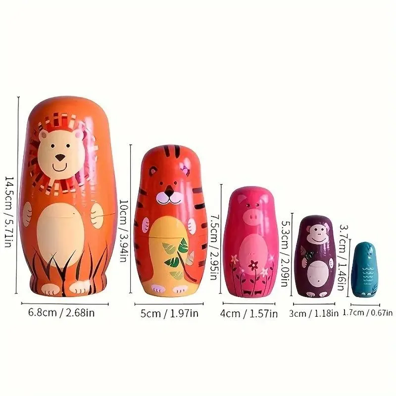 Wooden Nesting Dolls - Safari