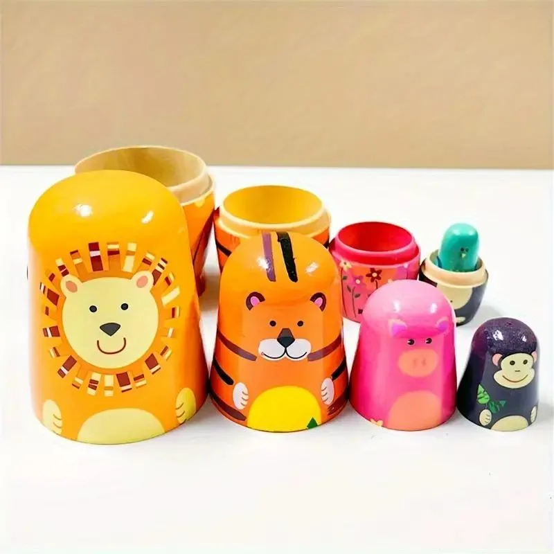 Wooden Nesting Dolls - Safari