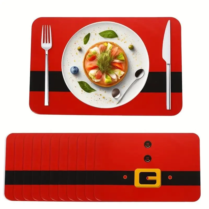 50pcs Red Santa Belt Paper Placemats for Christmas
