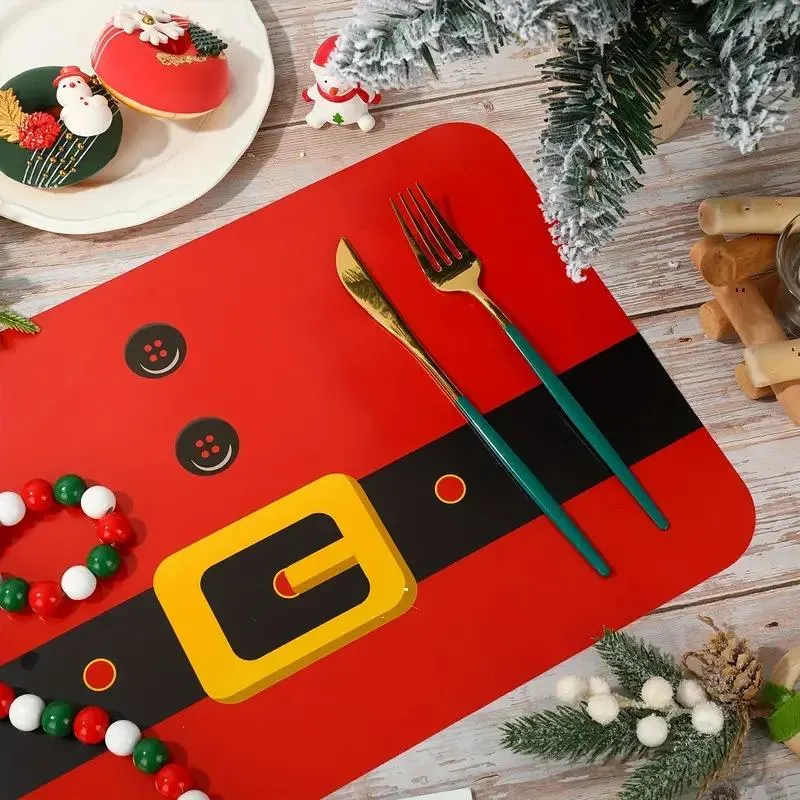 50pcs Red Santa Belt Paper Placemats for Christmas