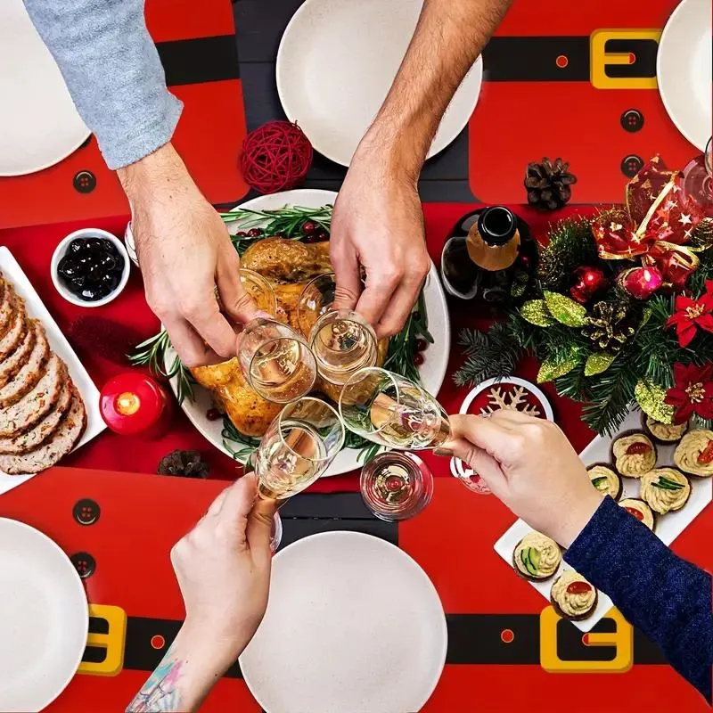 50pcs Red Santa Belt Paper Placemats for Christmas