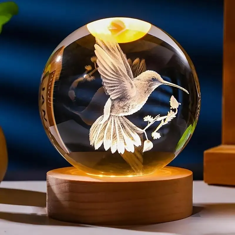 3D Hummingbird Crystal Ball Ornament