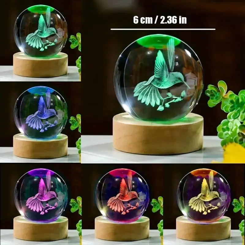 3D Hummingbird Crystal Ball Ornament
