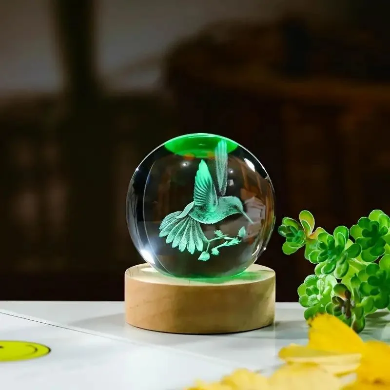 3D Hummingbird Crystal Ball Ornament