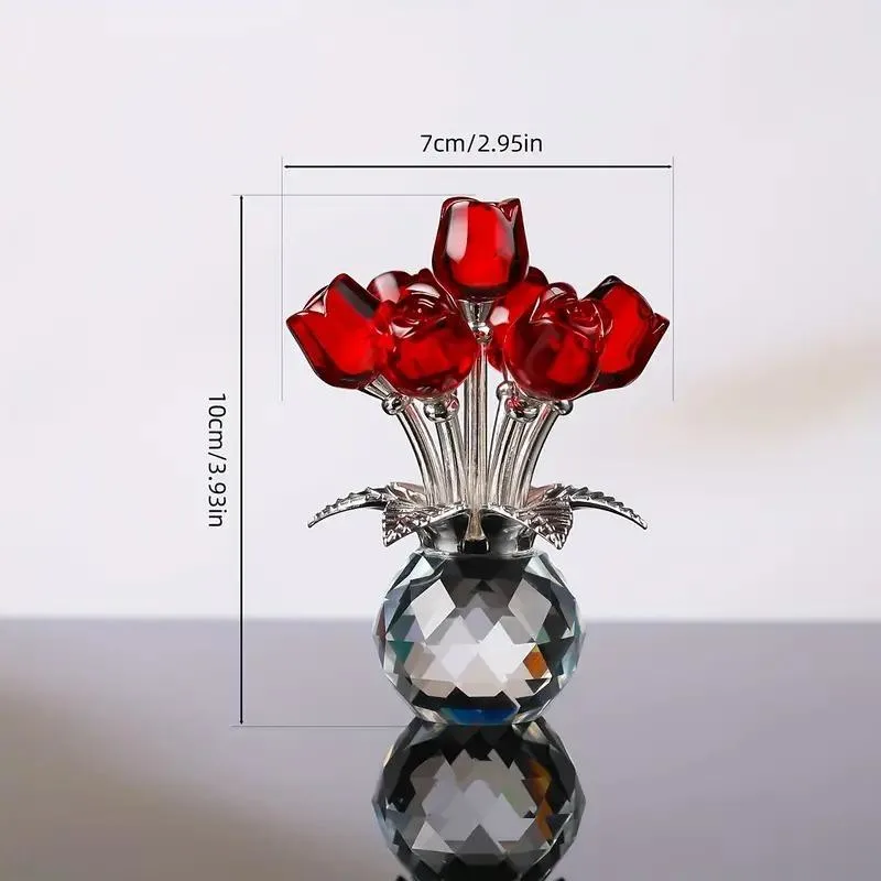 Beautiful Crystal Red Roses in Vase