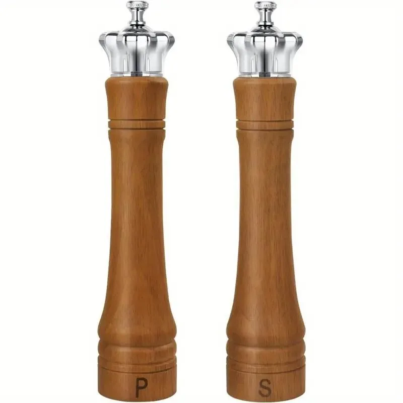 Salt and Pepper Grinder Set with Crown Lid