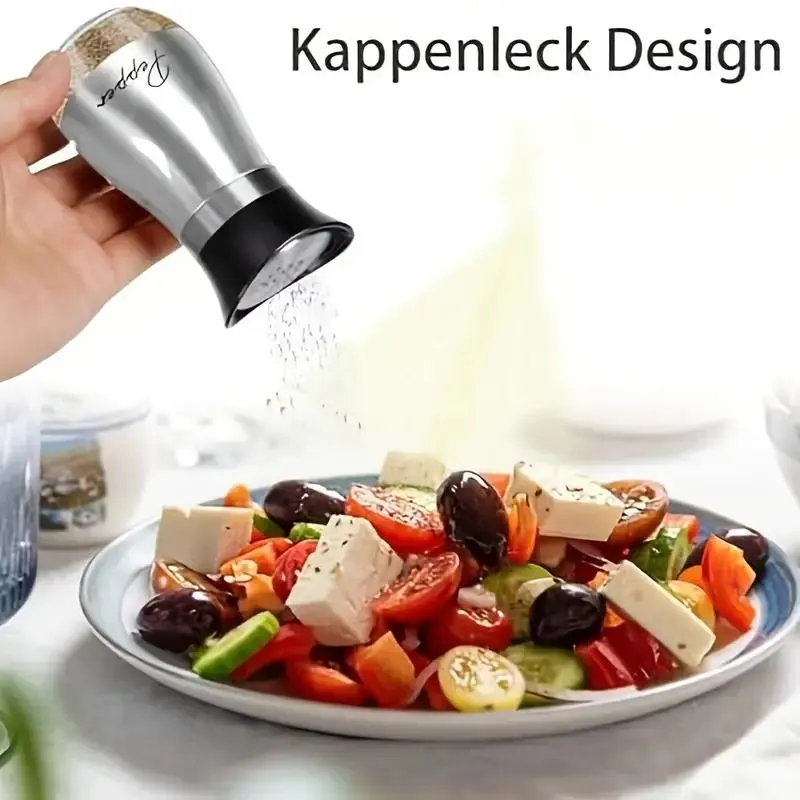 2pcs Glass Bottom Salt and Pepper Shakers with Steel Lids