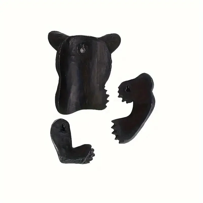 Black Art Deco Bear Tree Hugger Sculpture for Garden