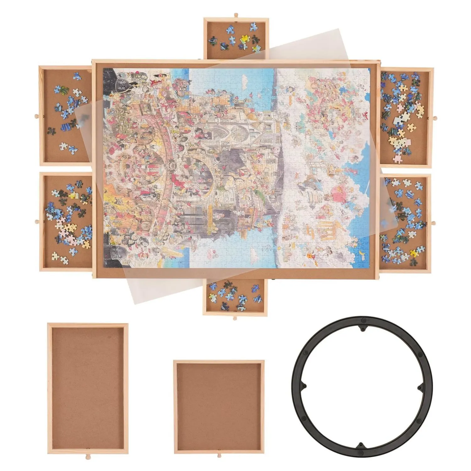 1500 Piece Puzzle Board with 6 Drawers and Cover