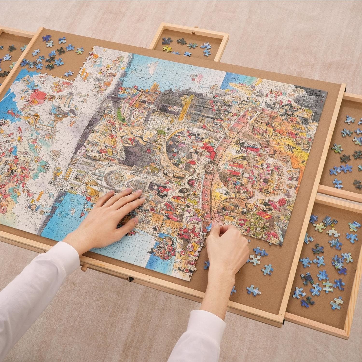 1500 Piece Puzzle Board with 6 Drawers and Cover