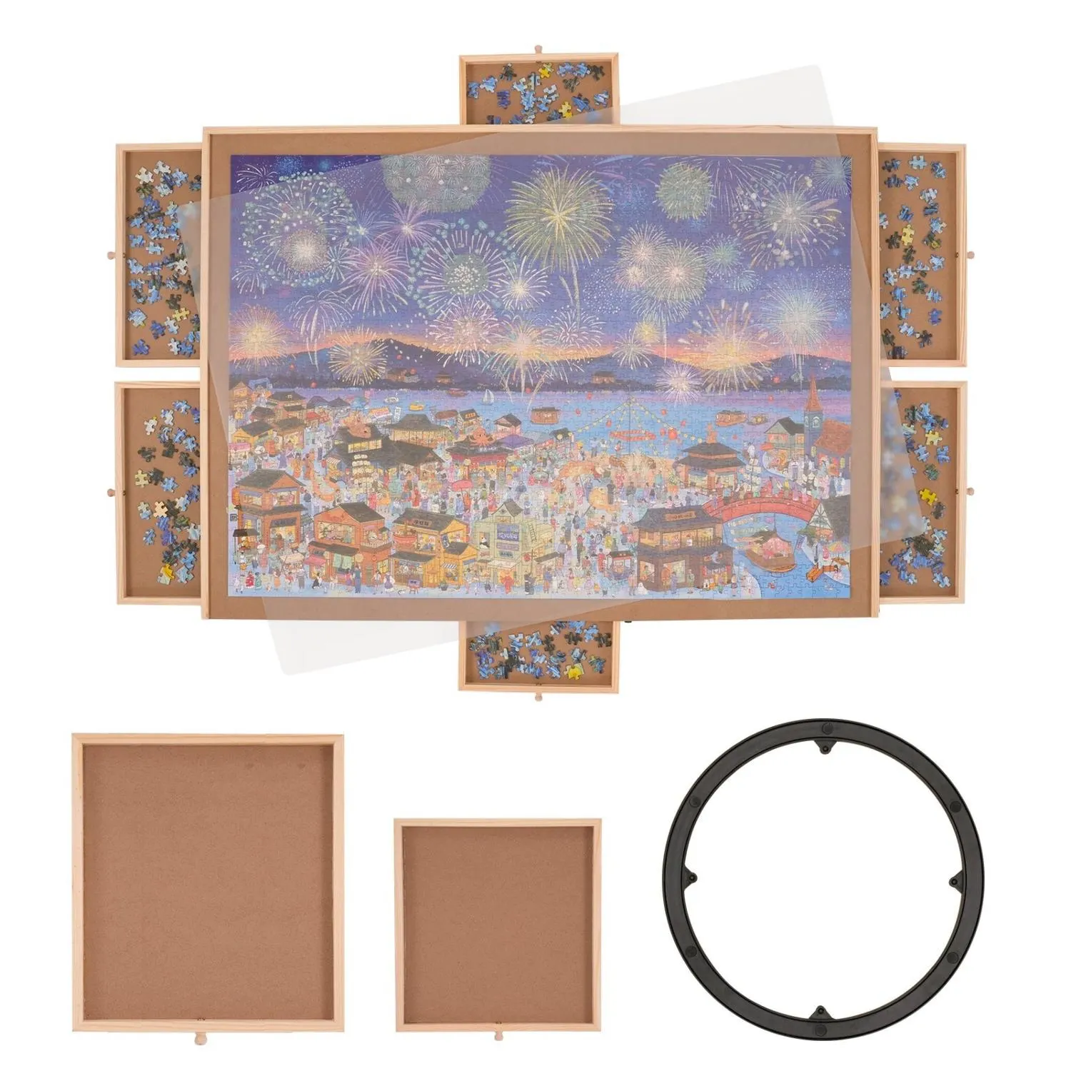 2000 Piece Puzzle Board with 6 Drawers and Cover
