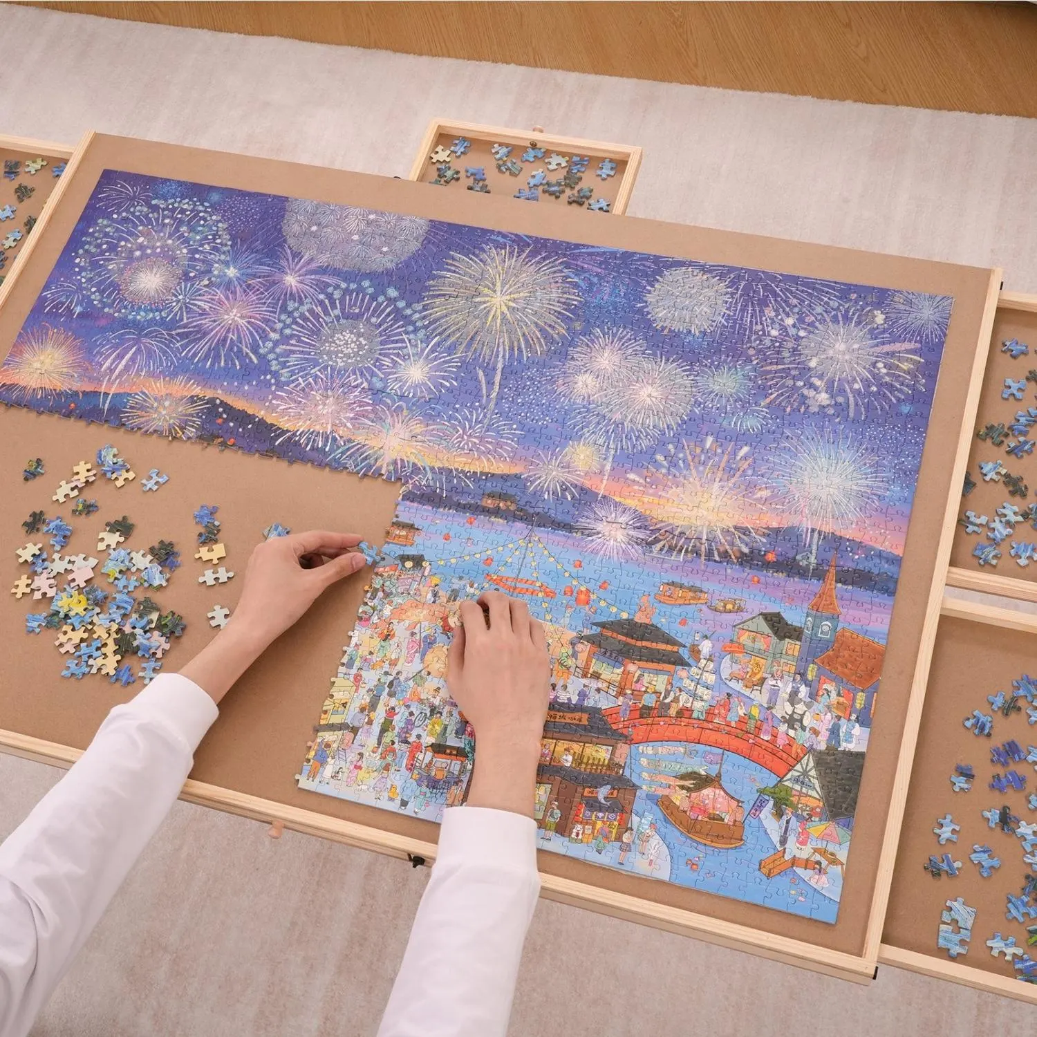 2000 Piece Puzzle Board with 6 Drawers and Cover