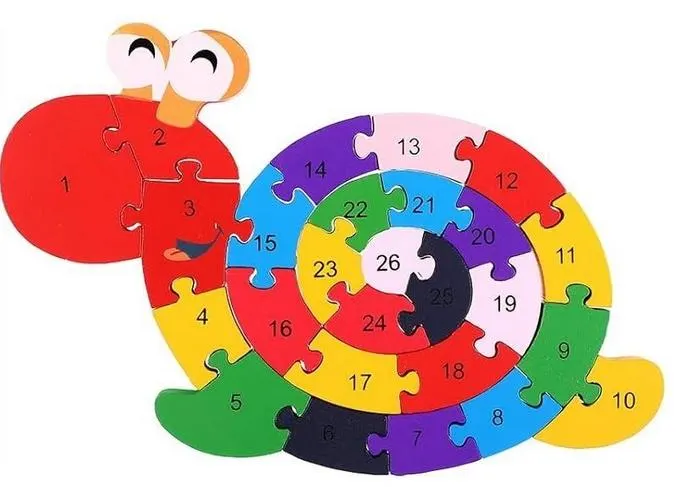 Alphabet Jigsaw Puzzle Building Blocks Snail Animals