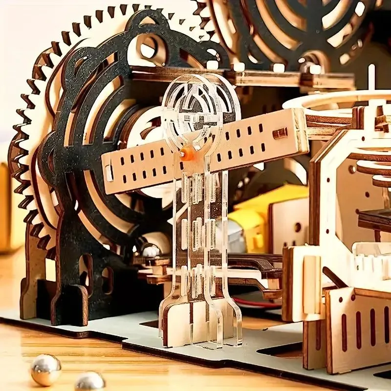 3D Wooden Puzzles Marble Run Model Kit - Electric